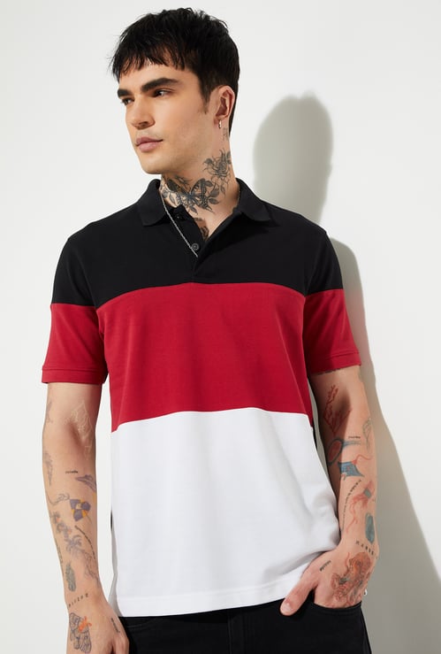 Men Colourblock Polo T-shirt