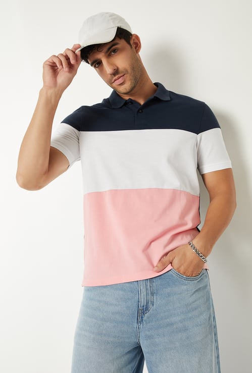 Men Colourblock Polo T-shirt