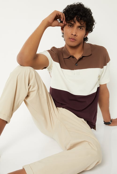 Men Colourblock Polo T-shirt