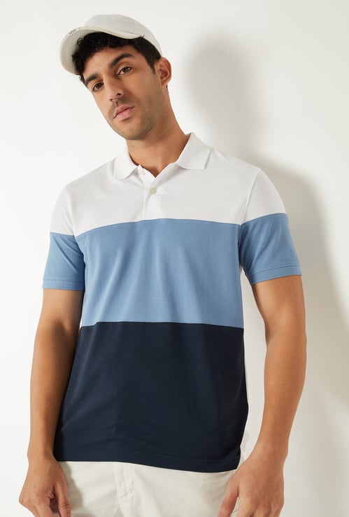 Men Colourblock Polo T-shirt