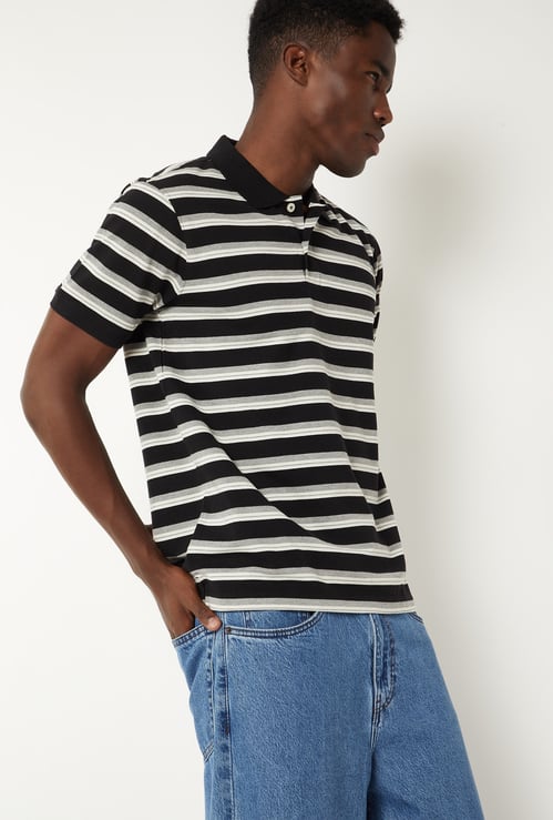 Men Striped Polo T-shirt