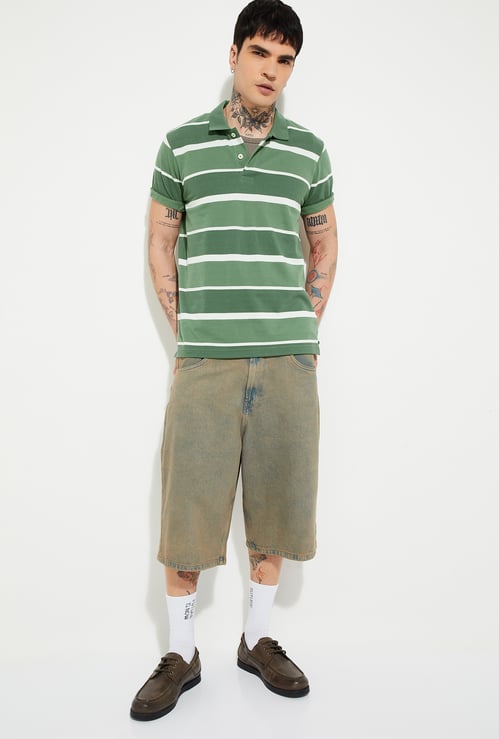Men Striped Polo T-shirt