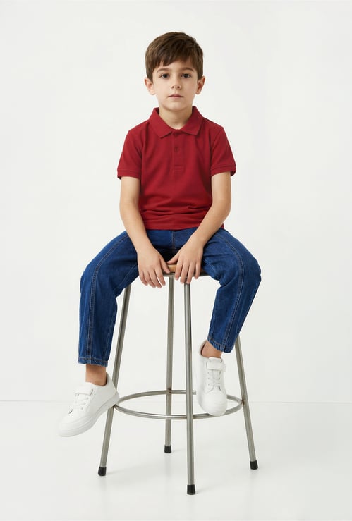 Boys Solid Polo T-shirt