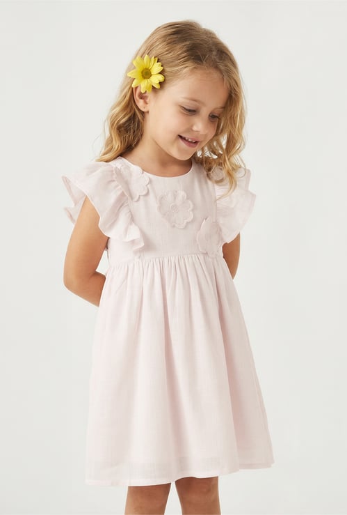 Girls Solid A-line Dress