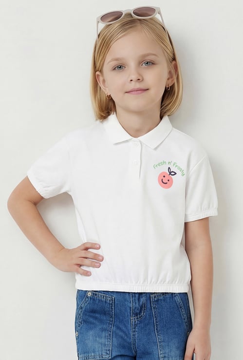 Girls Back Print Polo T-shirt