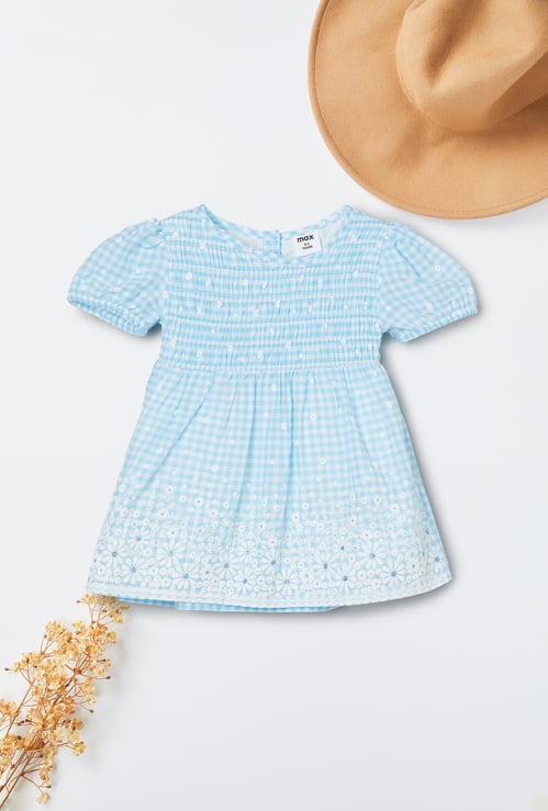 Girls Floral Checked Top