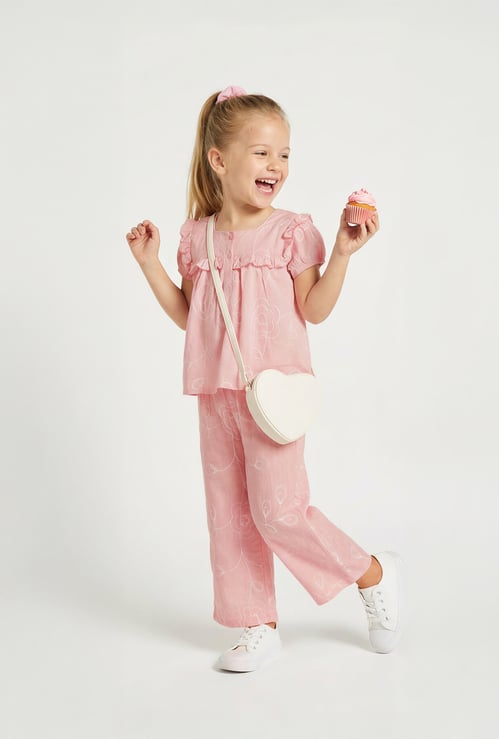 Girls Embroidered Top with Pants