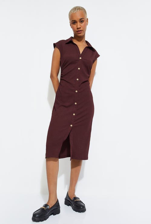 ALAYA F x URB_N Women Ruched Shirt Dress