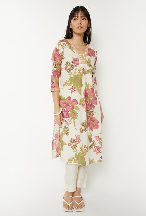 Women Floral Print Straight Kurta