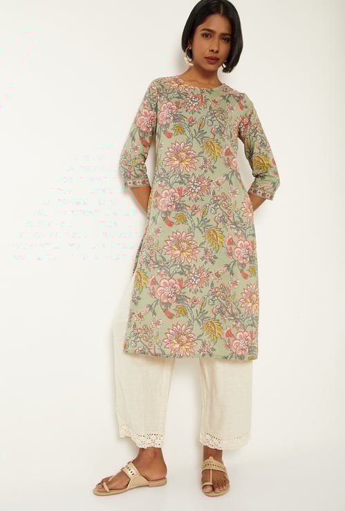 Women Floral Print Straight Kurta