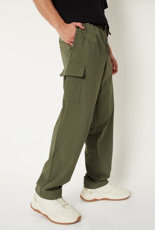 Men Solid Cargo Track Pants
