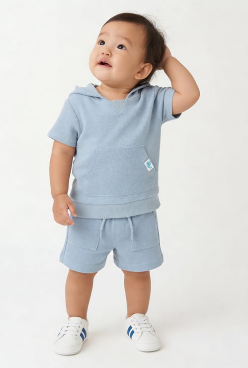 Boys Textured Shorts Set