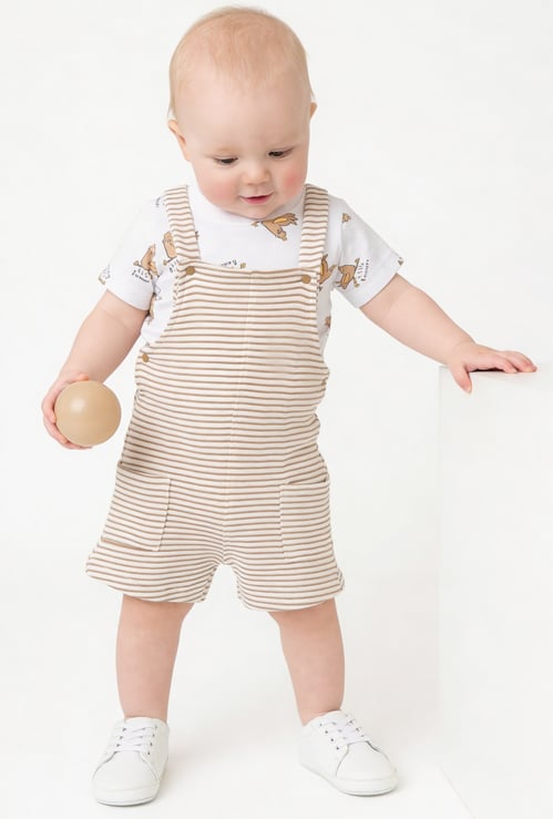 Boys Striped Dungaree with T-shirt