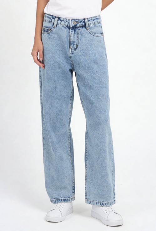 Girls Washed WideLeg Jeans