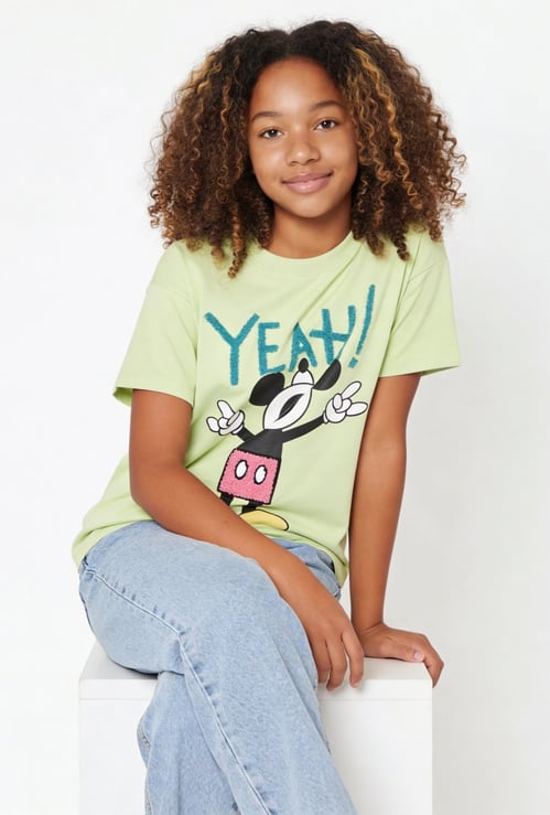 Girls Mickey Mouse Embroidered T-shirt