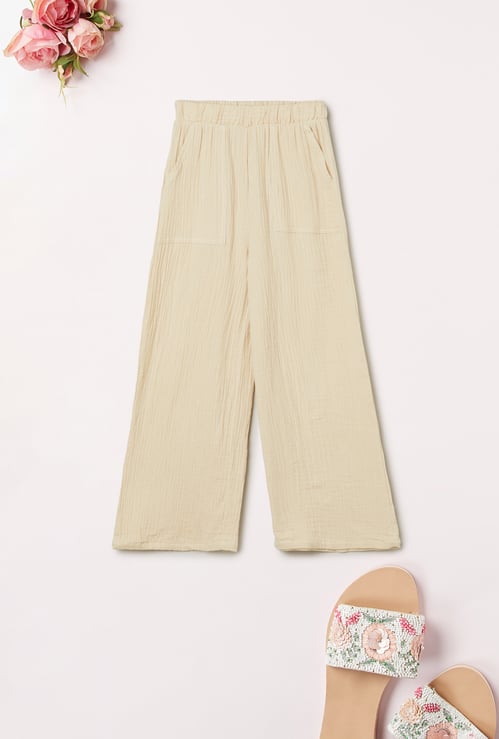 Girls Textured Relaxed Fit Trousers