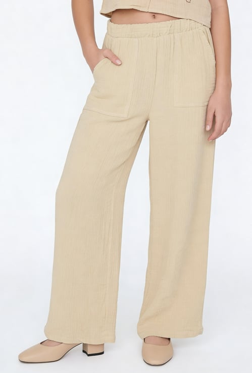 Girls Textured Relaxed Fit Trousers