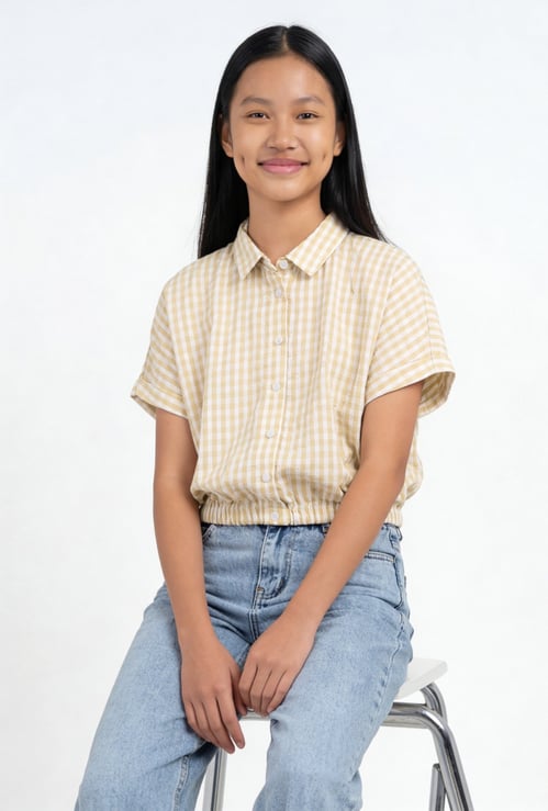 Girls Striped Shirt-style Top