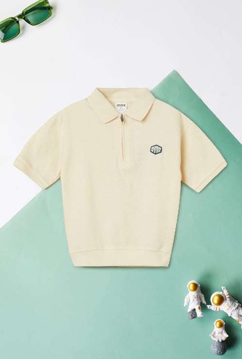Boys Textured Polo T-shirt