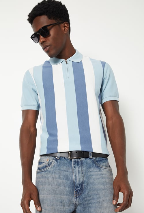Men Striped Polo T-shirt