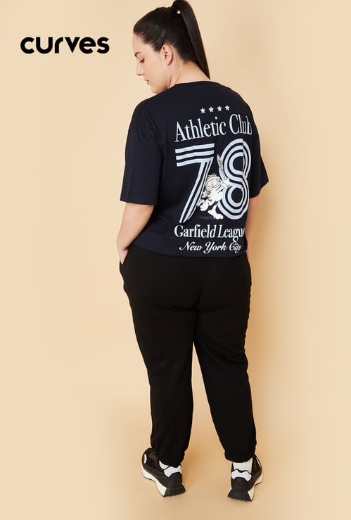 Women Back Garfield Print Sports T-shirt