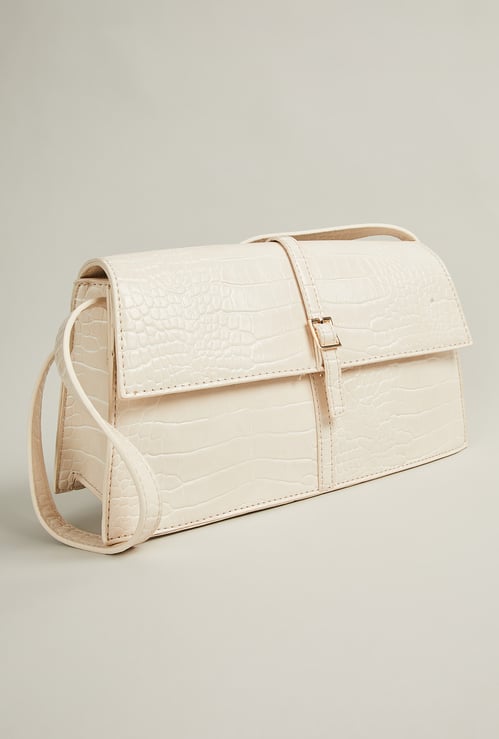 Women Croc-Textured Shoulder Bag