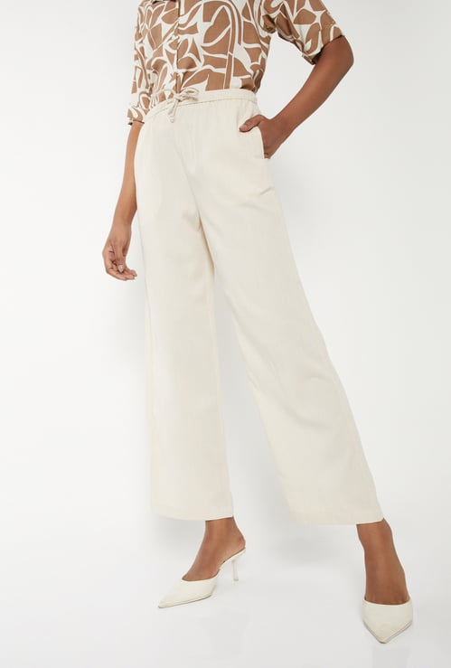 Women Solid Wide Leg Trousers
