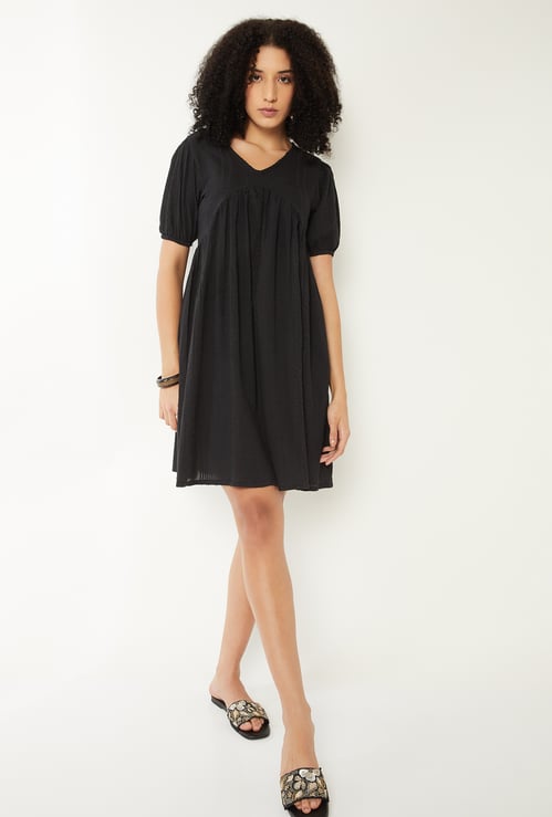 Women Seersucker A-line Dress