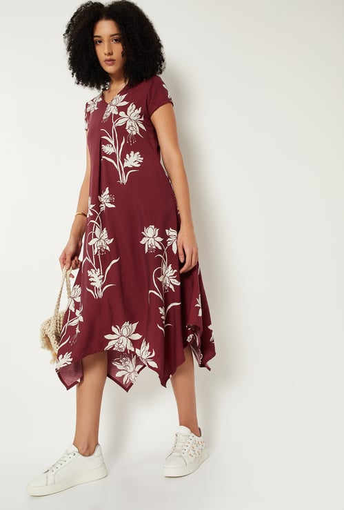 Women Printed A-line Midi Dress