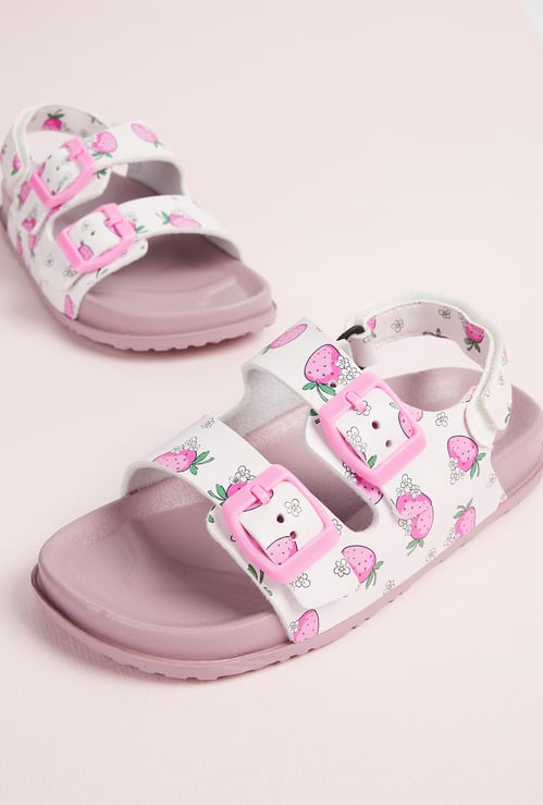 Girls Printed Sandals with Velcro Back Straps