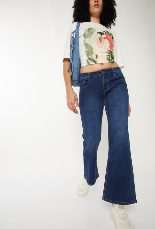 Women Washed Flared Jeans