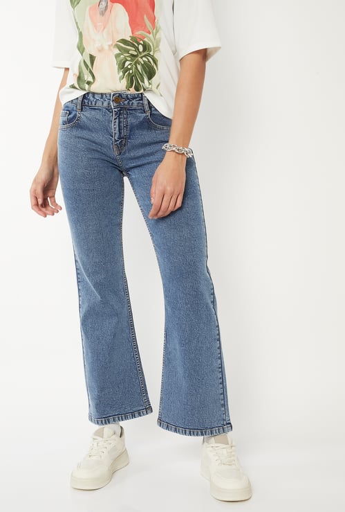 Women Washed Flared Jeans