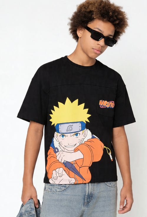 Boys Naruto Print Oversized T-shirt