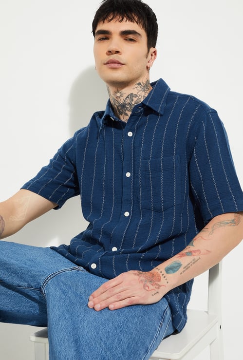 URB_N Men Striped Regular Fit Shirt