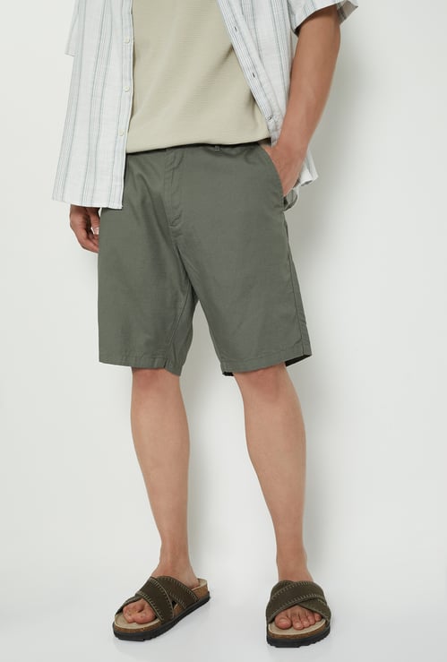 Men Linen Blend Pull-on Shorts