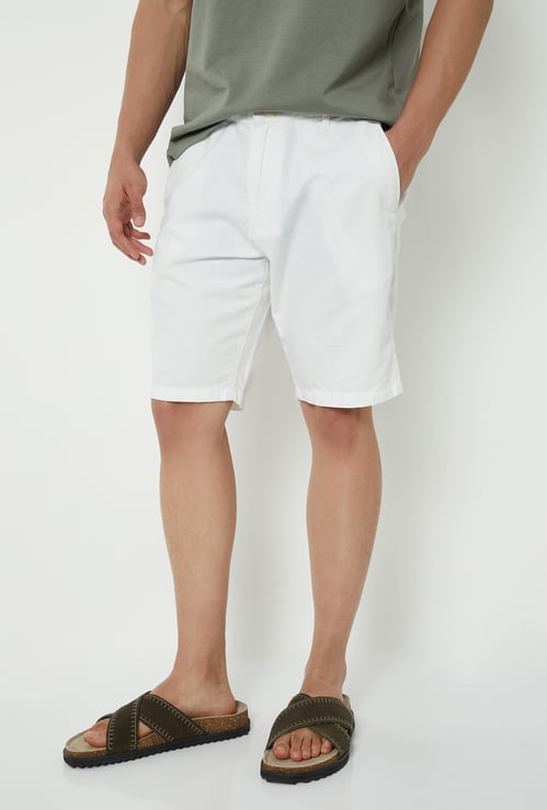 Men Linen Blend Pull-on Shorts
