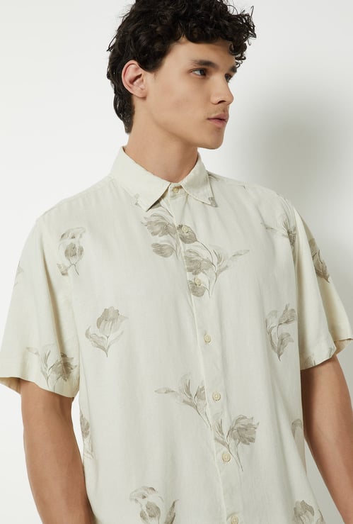 Men Linen Blend Regular Fit Shirt