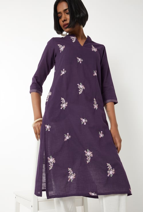 Women Embroidered Straight Kurta