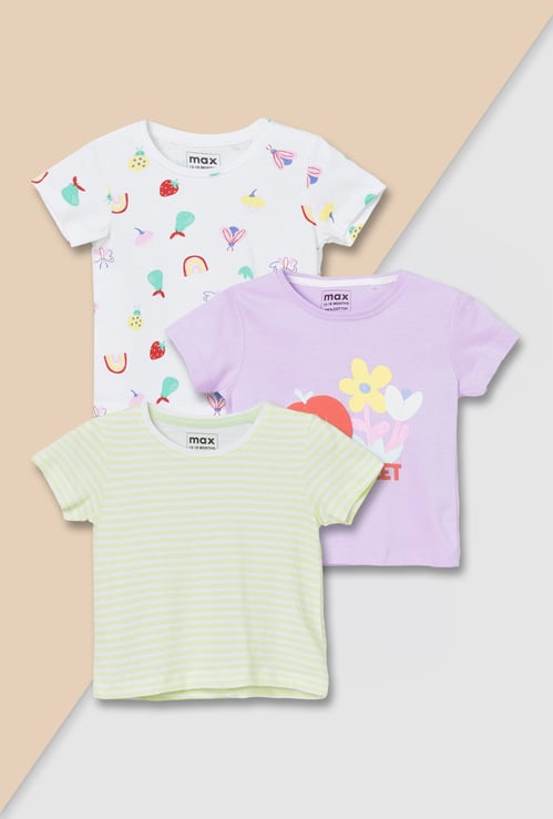 Girls Printed T-shirt - Pack of 3