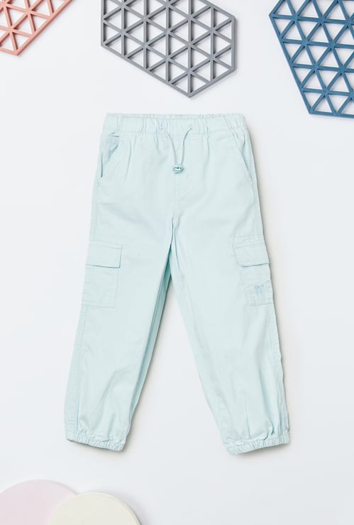 Girls Solid Cargo Joggers