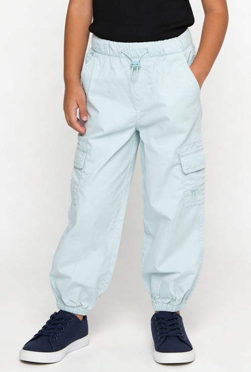 Girls Solid Cargo Joggers