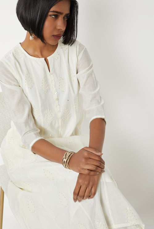 Women Embroidered A-line Kurta Set