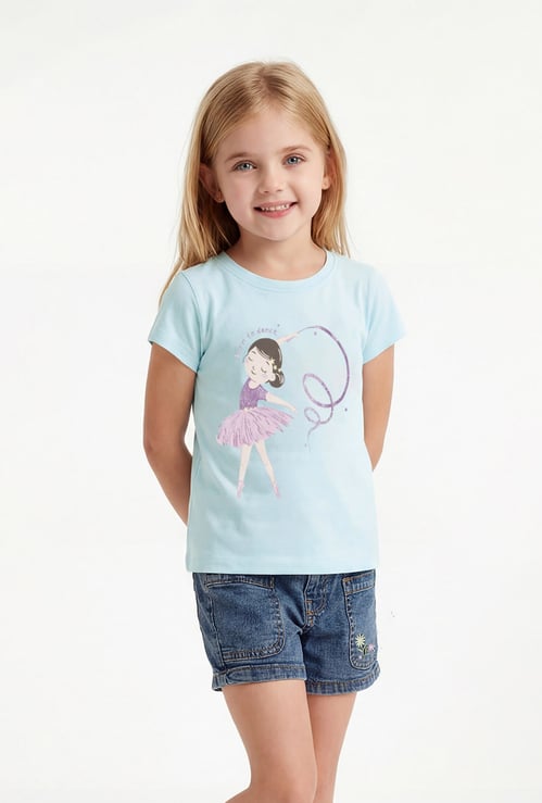 Girls Glitter Printed T-shirt