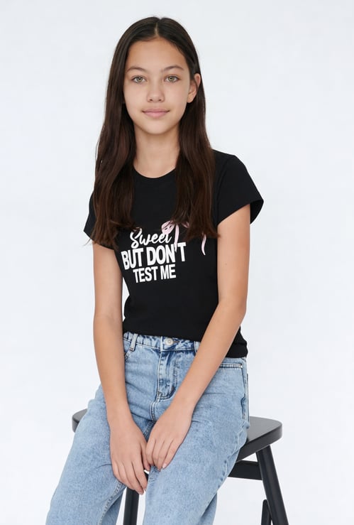 Girls Typographic Print T-shirt
