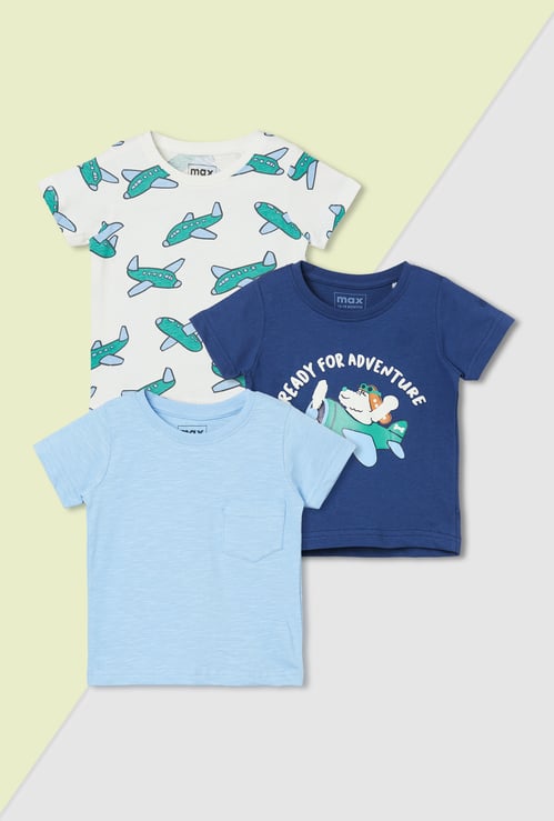 Boys Graphic Print T-shirts - Set of 3