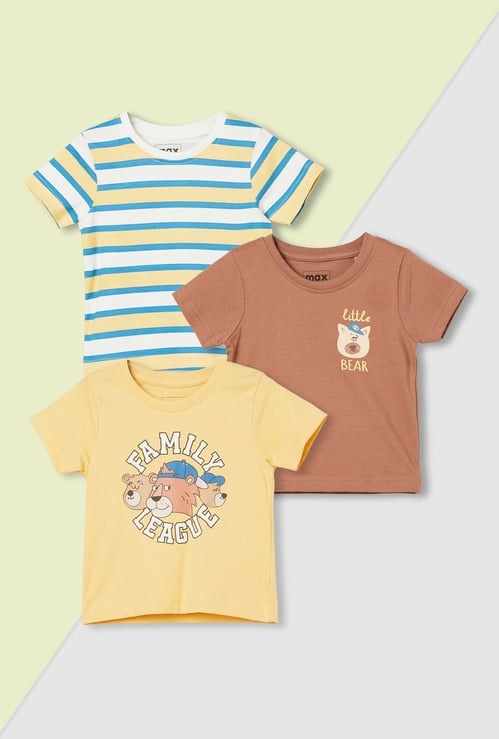 Boys Assorted Print T-shirt - Pack of 3