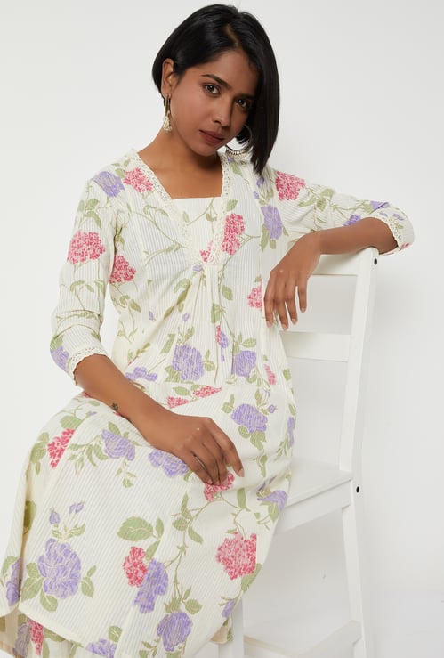 Women Floral Print A-line Kurta Set