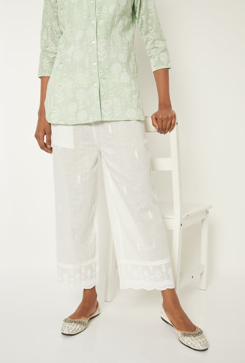 Women Schiffli Embroidered Palazzos