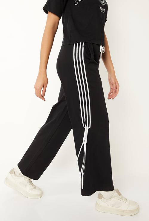 Women Striped Wide Leg Track Pants