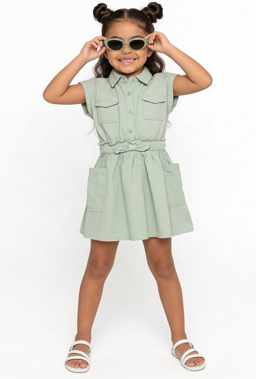 Girls Solid Shirt Dress